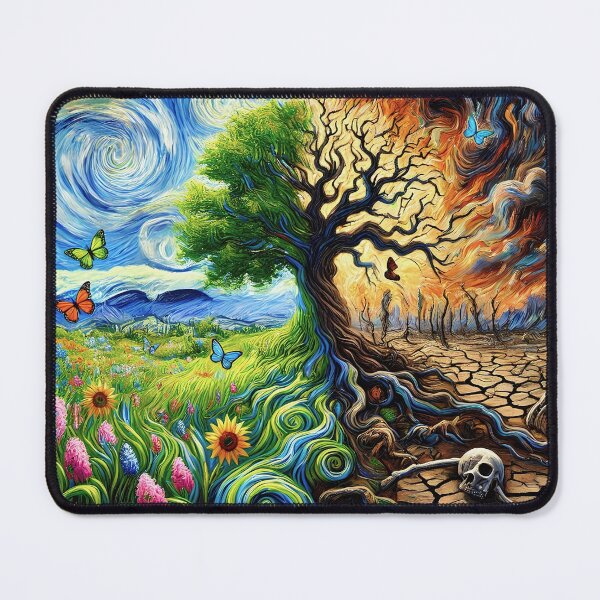 Item preview, Duality Tree Life vs Death Design, Dark Light Contrast Nature, Climate Change Surreal Landscape Art designed and sold by frankseebald.