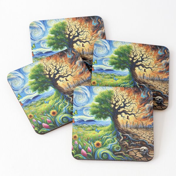 Artikelvorschau, Duality Tree Life vs Death Design, Dark Light Contrast Nature, Climate Change Surreal Landscape Art entworfen und verkauft von frankseebald.