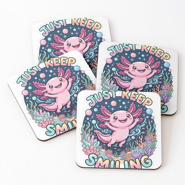 Item preview, Just Keep Smiling Axolotl Coral Reef Cute Ocean Sticker designed and sold by EKHOAISTORE.