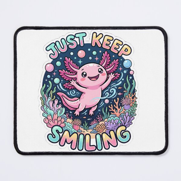 Item preview, Just Keep Smiling Axolotl Coral Reef Cute Ocean Sticker designed and sold by EKHOAISTORE.