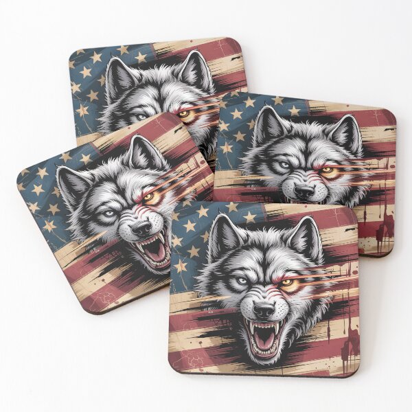Item preview, Vintage Wolf Flag – Distressed Grunge Patriotic Illustration designed and sold by OldGloryForge.
