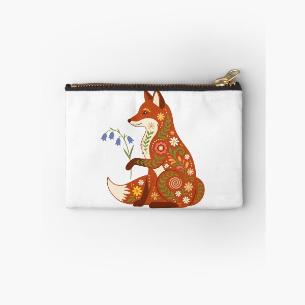 Item preview, Sitting Floral Folk Art Red Fox Holding Bluebells – Scandinavian Folk Art by heidiannemorris © designed and sold by FOLK ART FUSION by heidiannemorris.