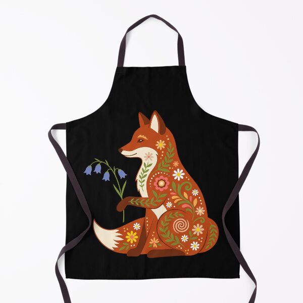 Item preview, Sitting Floral Folk Art Red Fox Holding Bluebells – Scandinavian Folk Art by heidiannemorris © designed and sold by FOLK ART FUSION by heidiannemorris.