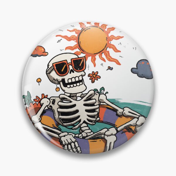 Item preview, Hot To Dead Funny Skeleton Summer Float Beach Vibes Retro Sunset Tropical Chill designed and sold by Region.