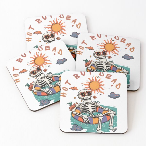 Item preview, Hot To Dead Funny Skeleton Summer Float Beach Vibes Retro Sunset Tropical Chill designed and sold by Region.