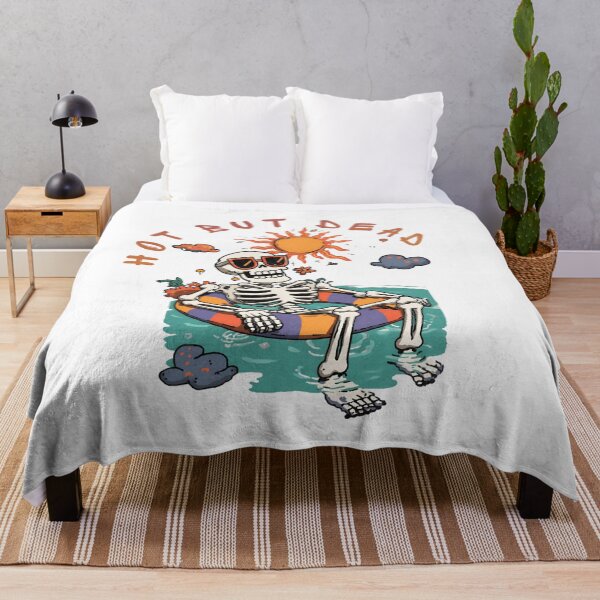 Item preview, Hot To Dead Funny Skeleton Summer Float Beach Vibes Retro Sunset Tropical Chill designed and sold by Region.
