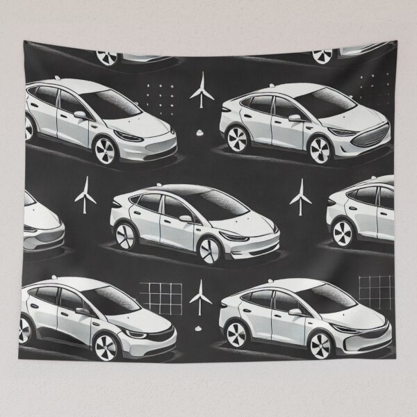 Item preview, Red Tesla Model 3 Cubist Pattern designed and sold by TEEJAMBOREE.
