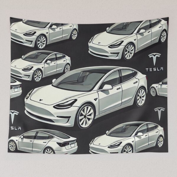 Item preview, Red Tesla Model 3 Cubist Pattern designed and sold by TEEJAMBOREE.