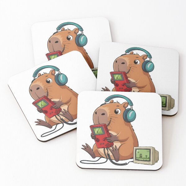 Item preview, Cute Capybara Playing Retro Video Games Sticker designed and sold by PholPol1959.