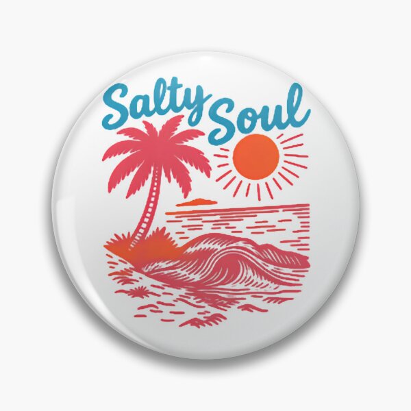 Artikelvorschau, Stay Salty Tropical Beach Sunset — Retro Surf Style Wave and Palm Tree Illustration entworfen und verkauft von Colorful-Garden.