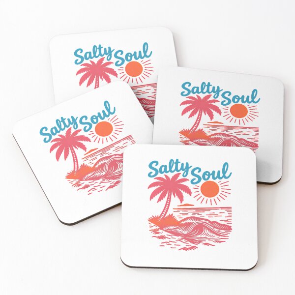 Artikelvorschau, Stay Salty Tropical Beach Sunset — Retro Surf Style Wave and Palm Tree Illustration entworfen und verkauft von Colorful-Garden.