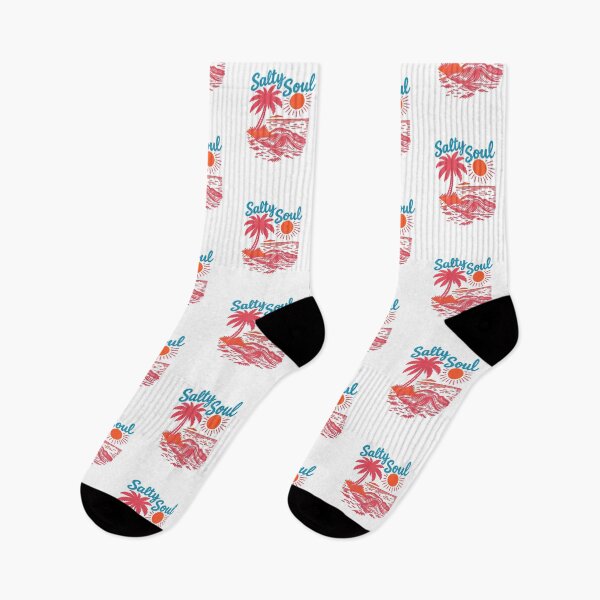 Artikelvorschau, Stay Salty Tropical Beach Sunset — Retro Surf Style Wave and Palm Tree Illustration entworfen und verkauft von Colorful-Garden.