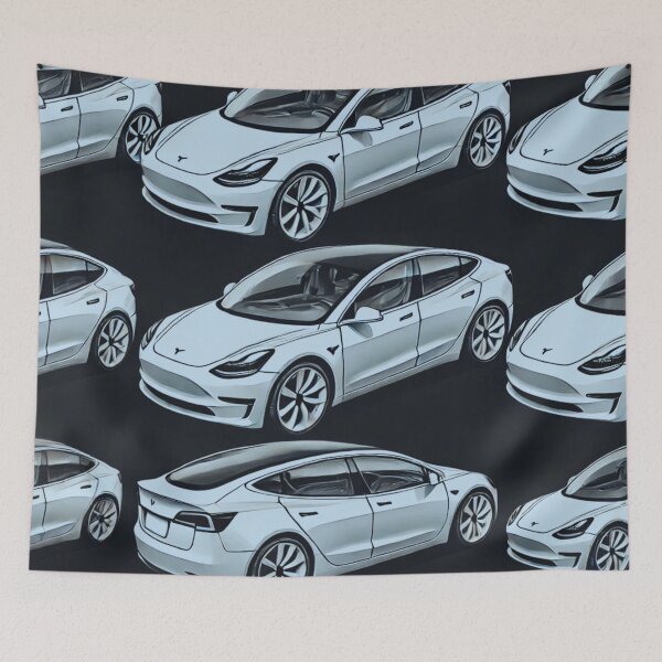 Item preview, Red Tesla Model 3 Cubist Pattern designed and sold by TEEJAMBOREE.