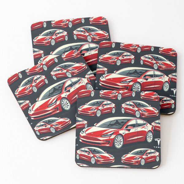 Item preview, Red Tesla Model 3 Cubist Pattern designed and sold by TEEJAMBOREE.