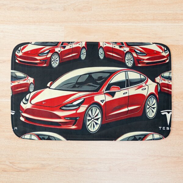 Item preview, Red Tesla Model 3 Cubist Pattern designed and sold by TEEJAMBOREE.
