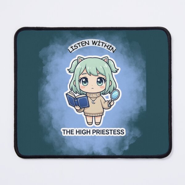 Item preview, Cute Tarot The High Priestess Illustration – Listen Within Kawaii Spiritual Art designed and sold by RositaArtStudio.