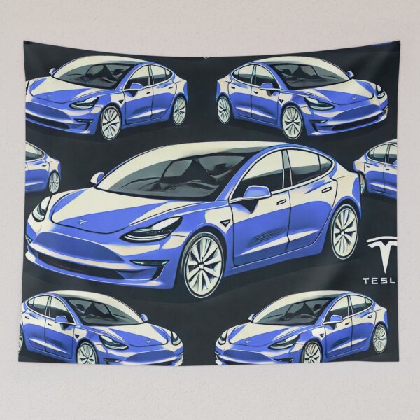 Item preview, Red Tesla Model 3 Cubist Pattern designed and sold by TEEJAMBOREE.