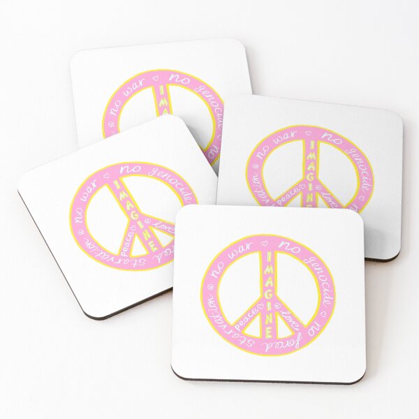 Item preview, Peace & Love Message Design – Imagine No War, Peace Symbol Soft Pink Yellow designed and sold by covetedcove.