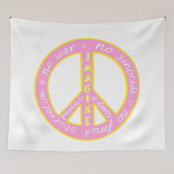 Item preview, Peace & Love Message Design – Imagine No War, Peace Symbol Soft Pink Yellow designed and sold by covetedcove.