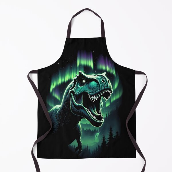 Item preview, Glowing T Rex Roaring Under Aurora Fantasy Dinosaur Art designed and sold by Syrupulse.