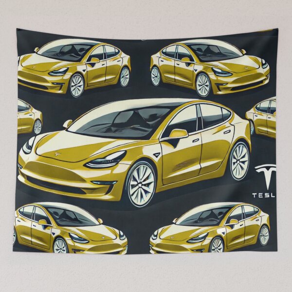 Item preview, Red Tesla Model 3 Cubist Pattern designed and sold by TEEJAMBOREE.