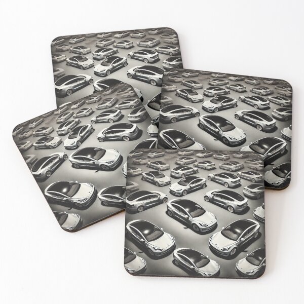 Item preview, Red Tesla Model 3 Cubist Pattern designed and sold by TEEJAMBOREE.