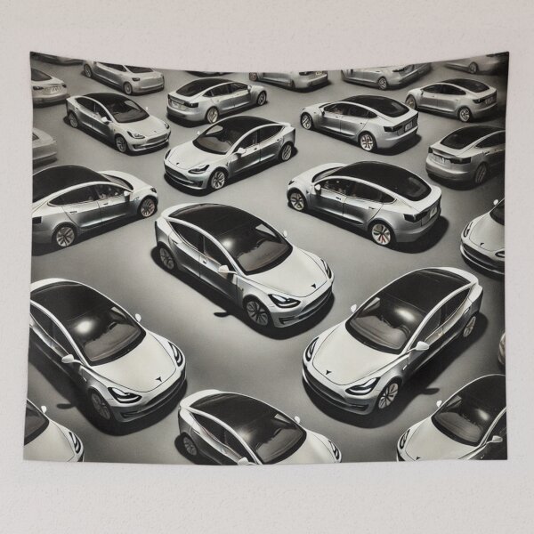 Item preview, Red Tesla Model 3 Cubist Pattern designed and sold by TEEJAMBOREE.