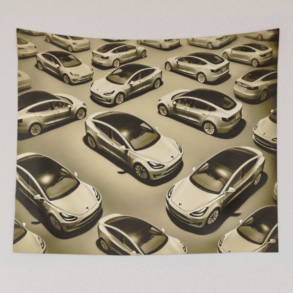 Item preview, Red Tesla Model 3 Cubist Pattern designed and sold by TEEJAMBOREE.