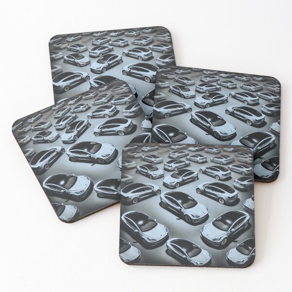 Item preview, Red Tesla Model 3 Cubist Pattern designed and sold by TEEJAMBOREE.