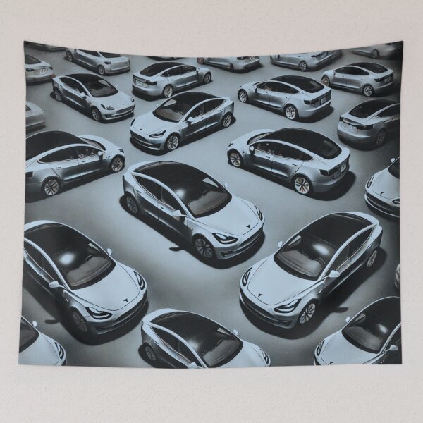 Item preview, Red Tesla Model 3 Cubist Pattern designed and sold by TEEJAMBOREE.
