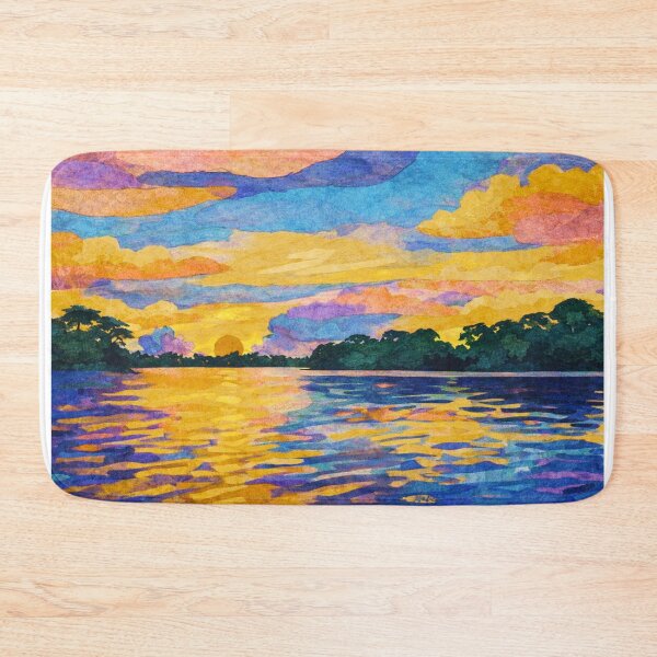 Item preview, Glowing Tropical Sunset, Watercolor Papercut, Childrens Book Illustration designed and sold by SWSandraWechner.