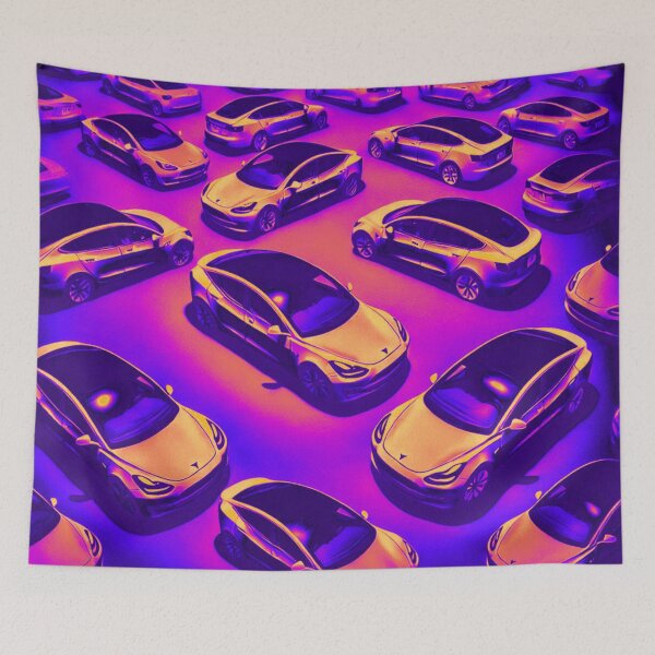 Item preview, Red Tesla Model 3 Cubist Pattern designed and sold by TEEJAMBOREE.
