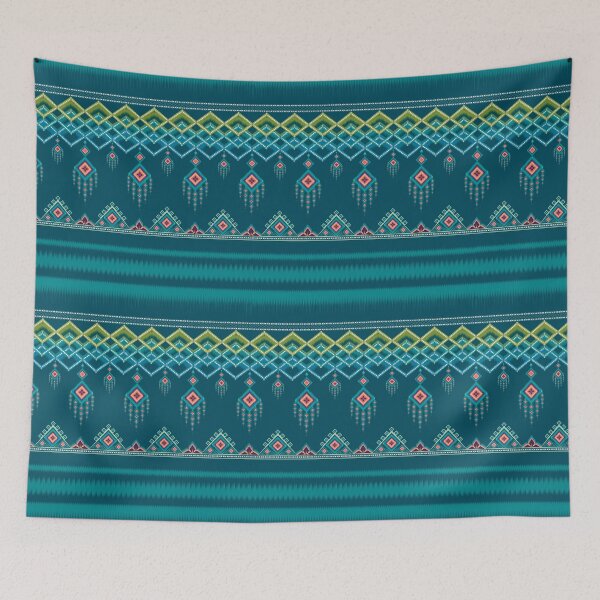 Item preview, Vibrant Tribal Ikat Geometric Pattern with Neon Ethnic Motifs designed and sold by PearlAndJade.