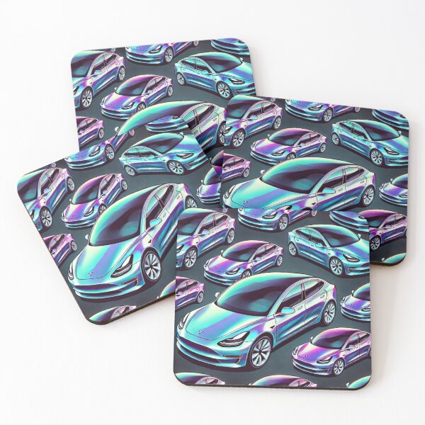 Item preview, Red Tesla Model 3 Cubist Pattern designed and sold by TEEJAMBOREE.