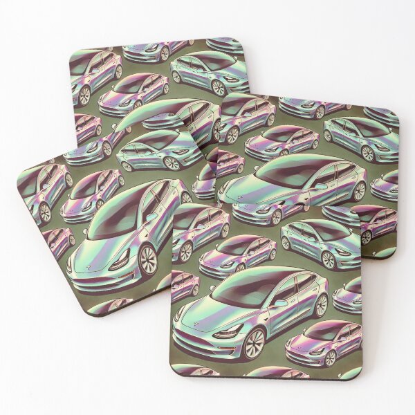 Item preview, Red Tesla Model 3 Cubist Pattern designed and sold by TEEJAMBOREE.