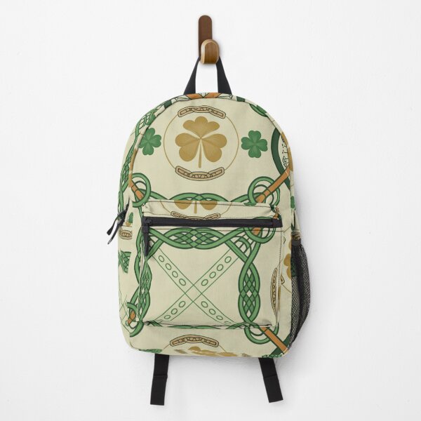 Item preview, Irish Celtic Knot Seamless Pattern – Shamrocks, Hurley Sticks & Traditional Green & Gold designed and sold by Midnight Veil Designs.