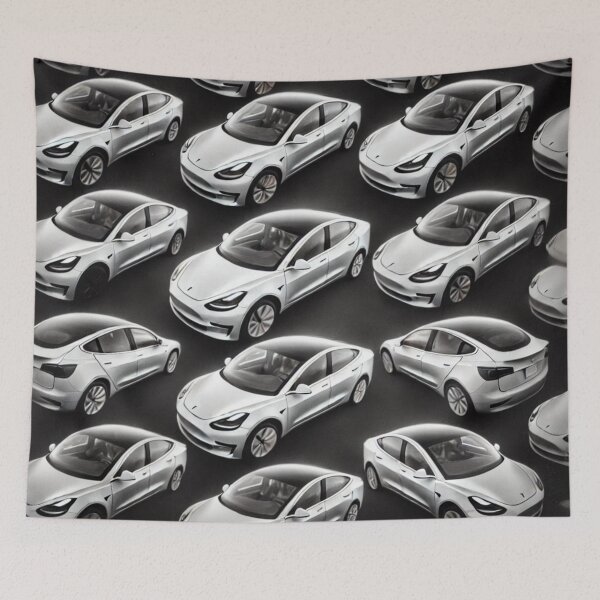 Item preview, Red Tesla Model 3 Cubist Pattern designed and sold by TEEJAMBOREE.
