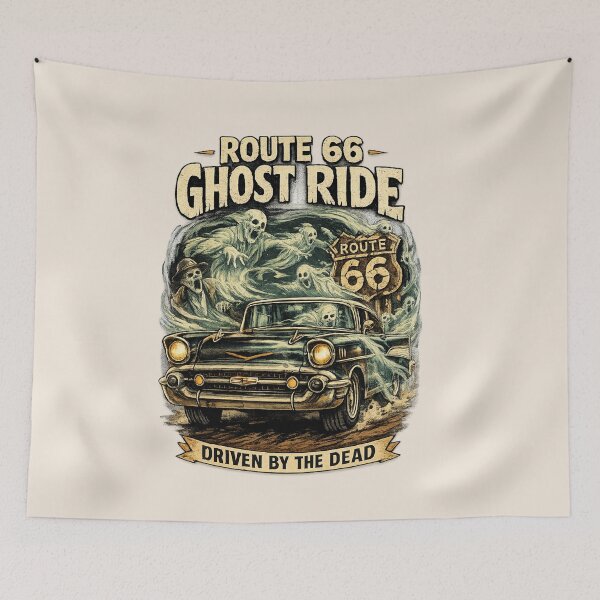 Item preview, Route 66 Ghost Ride Vintage Horror Car Design designed and sold by Retro Arabica.