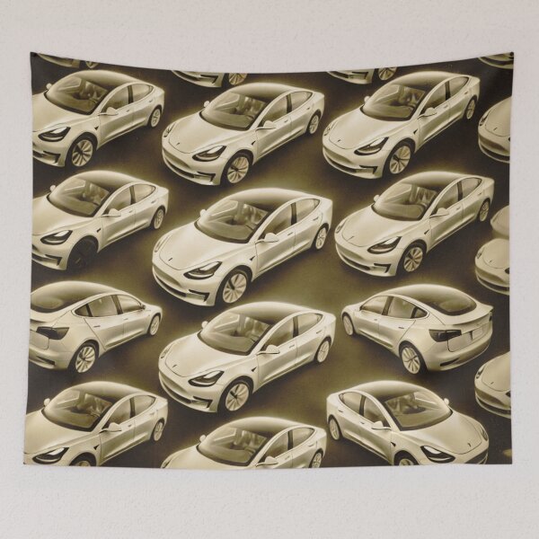 Item preview, Red Tesla Model 3 Cubist Pattern designed and sold by TEEJAMBOREE.