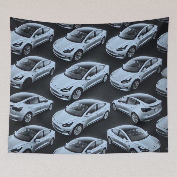 Item preview, Red Tesla Model 3 Cubist Pattern designed and sold by TEEJAMBOREE.