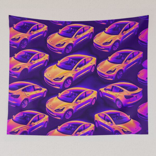 Item preview, Red Tesla Model 3 Cubist Pattern designed and sold by TEEJAMBOREE.