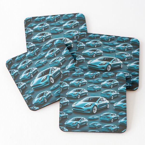 Item preview, Red Tesla Model 3 Cubist Pattern designed and sold by TEEJAMBOREE.
