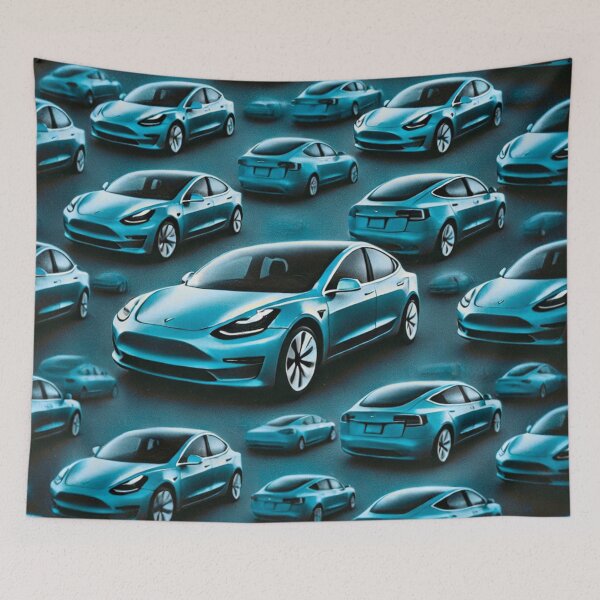Item preview, Red Tesla Model 3 Cubist Pattern designed and sold by TEEJAMBOREE.