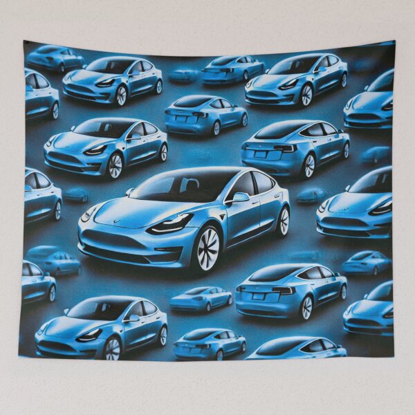 Item preview, Red Tesla Model 3 Cubist Pattern designed and sold by TEEJAMBOREE.