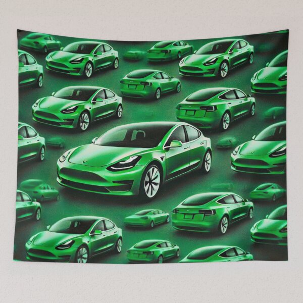 Item preview, Red Tesla Model 3 Cubist Pattern designed and sold by TEEJAMBOREE.
