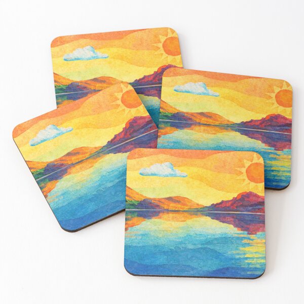 Item preview, Sunset Reflection on Lagoon, Watercolor Papercut, Childrens Book Illustration designed and sold by SWSandraWechner.