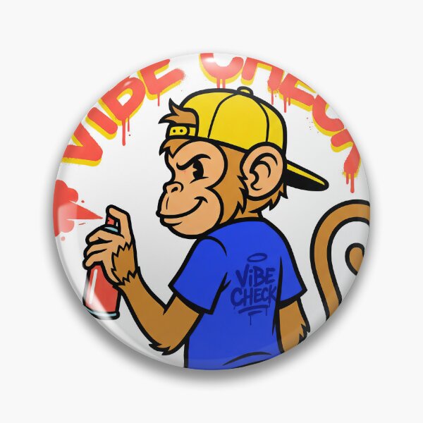Item preview, Cool monkey graffiti artist holding spray can with Vibe Check text designed and sold by Mike Kiev art.