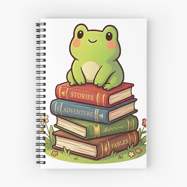 Item preview, Cute frog sitting on books designed and sold by Mini Stickers store.