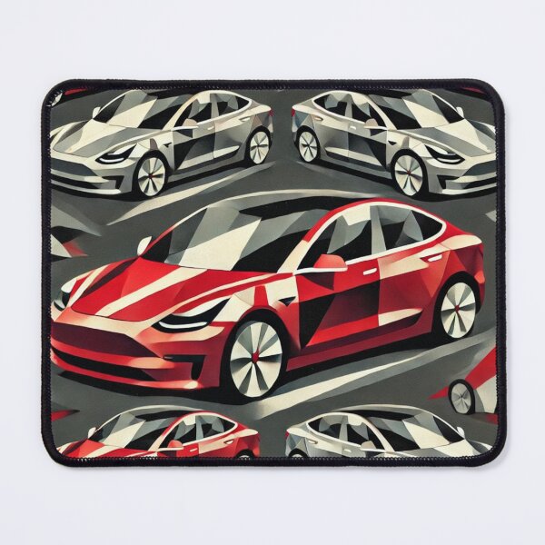 Item preview, Red Tesla Model 3 Cubist Pattern designed and sold by TEEJAMBOREE.