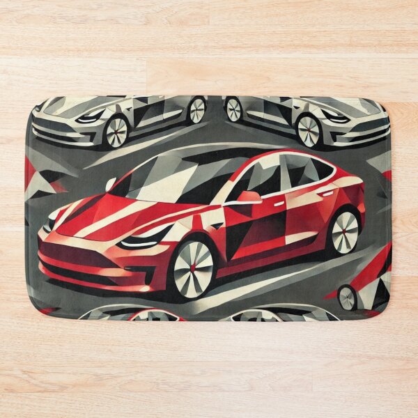 Item preview, Red Tesla Model 3 Cubist Pattern designed and sold by TEEJAMBOREE.